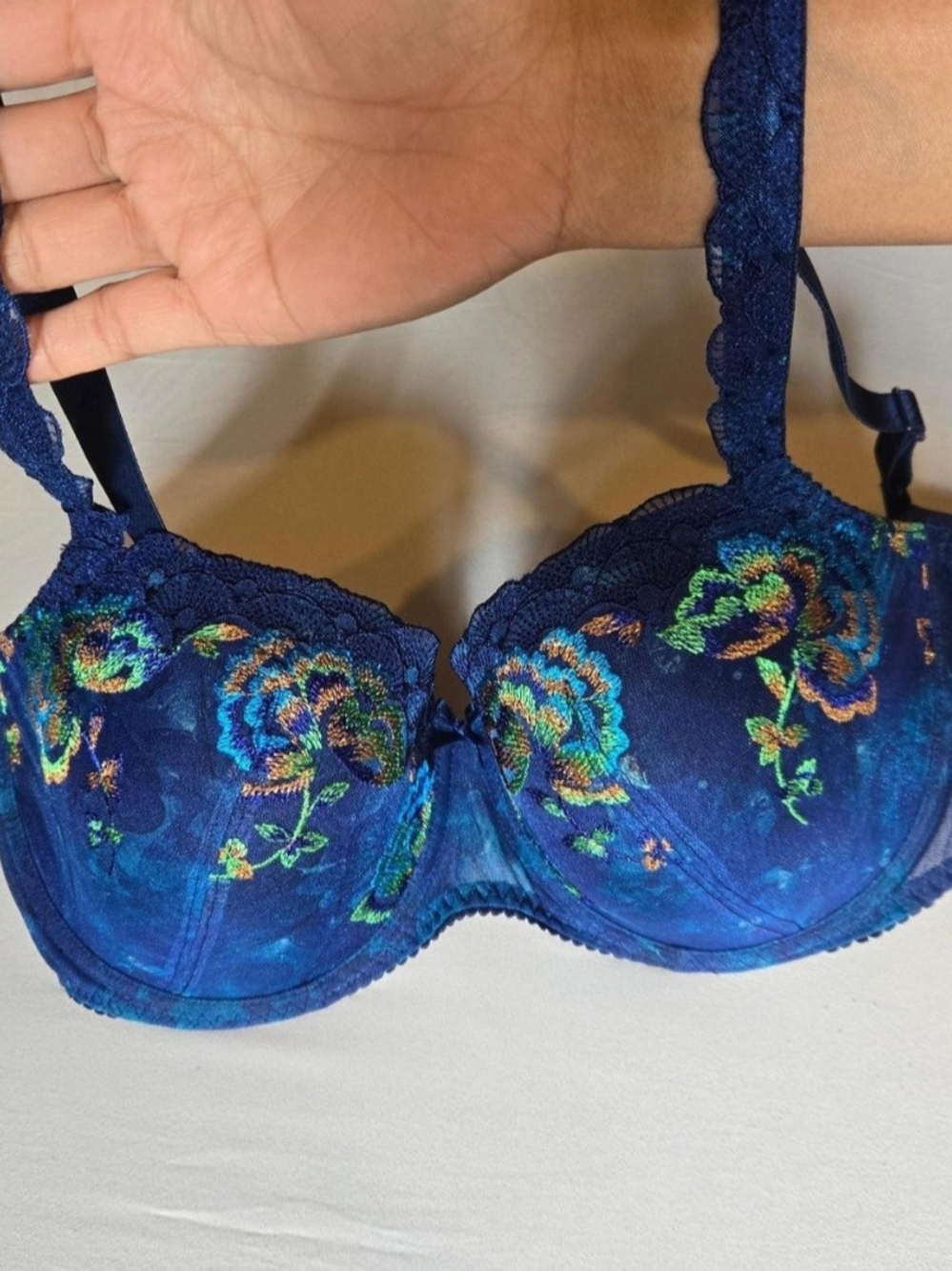 Prima Donna Deep Blue Floral Embroidered Underwire Bra